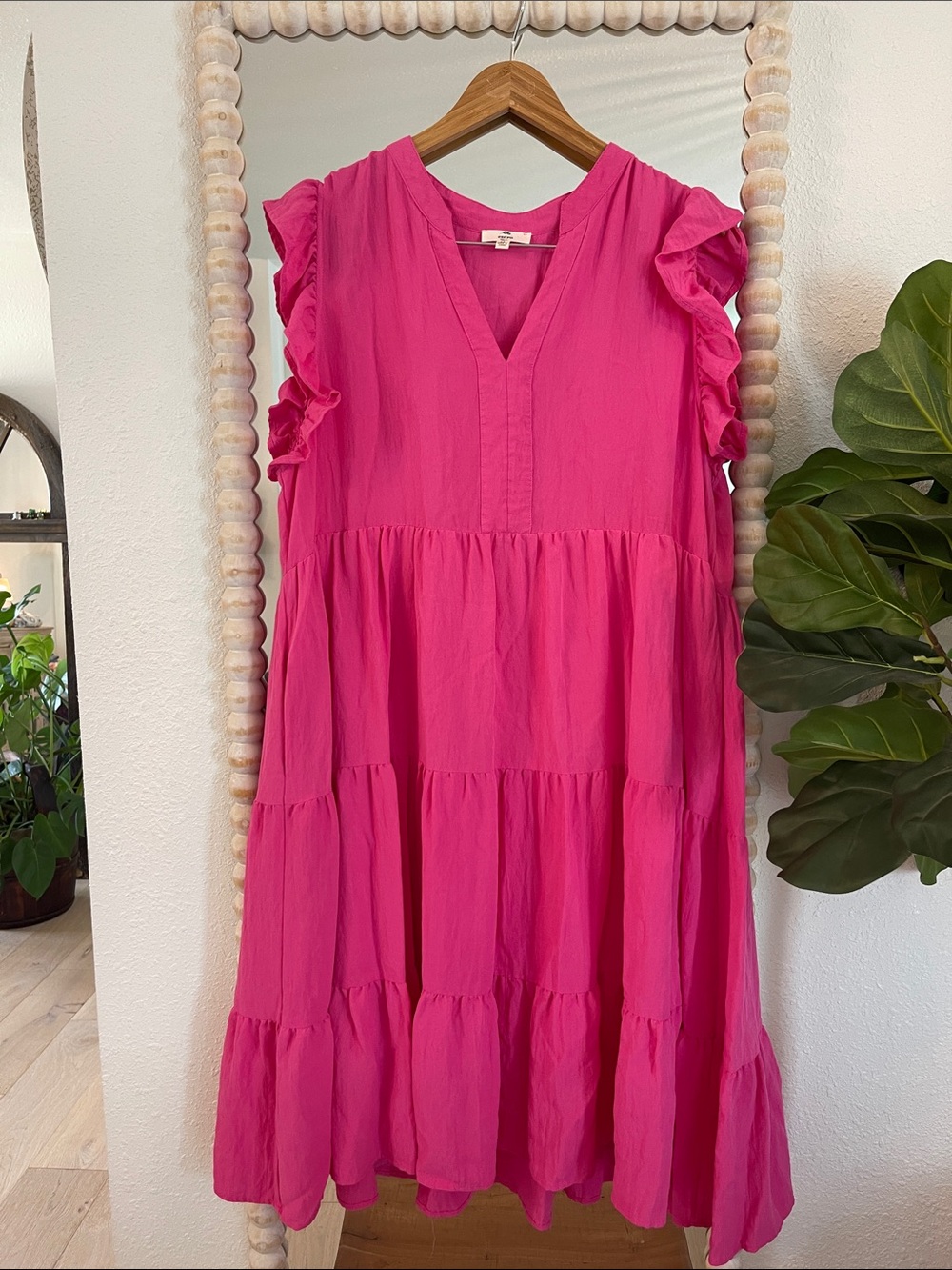 entro Hot Pink Ruffle Sleeve Tiered Dress Size 2X